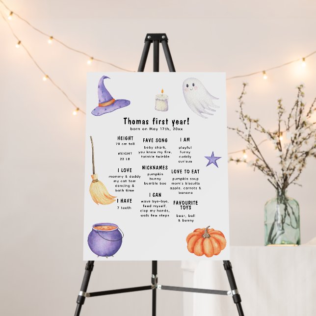 Spooky One First Birthday Milestone Birthday Foam Board (In Situ (Stand))