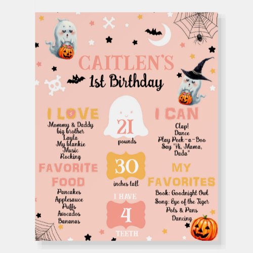 Spooky One First Birthday Poster Milestones 1st