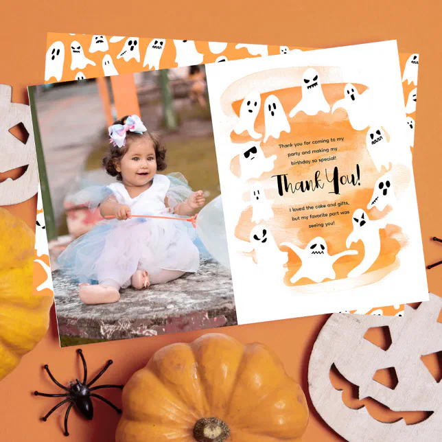 Spooky One First Halloween Birthday Party Thank You Card | Zazzle