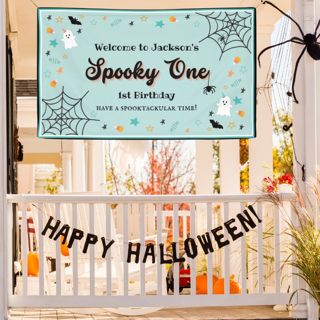Spooky One Gender Neutral Halloween 1st Birthday Banner (Creator Uploaded)