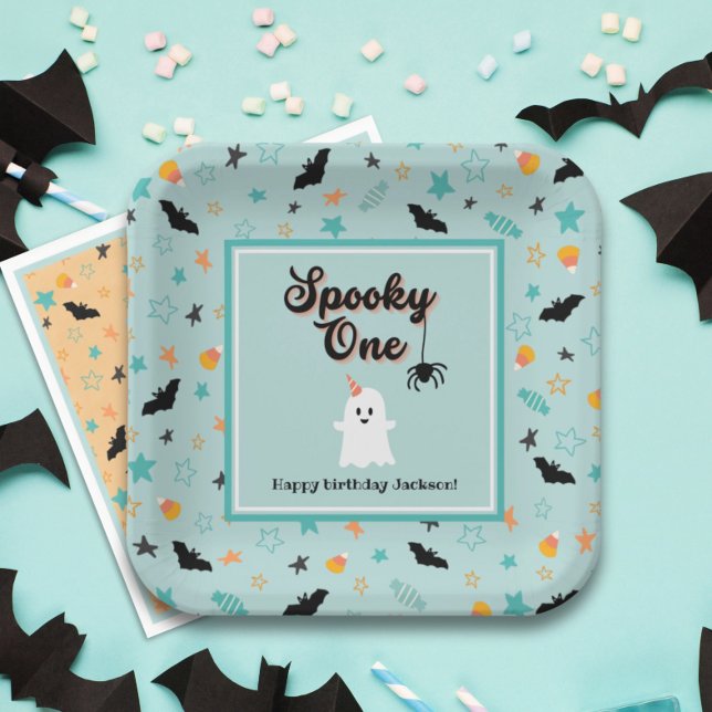 Spooky One Gender Neutral Halloween 2nd Birthday Paper Plates (Creator Uploaded)