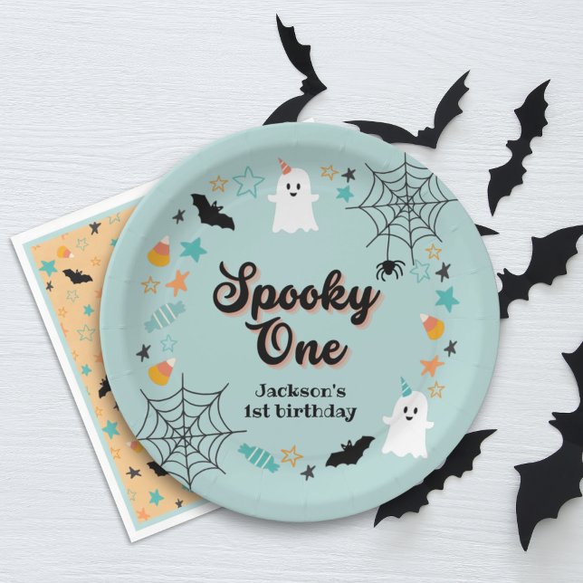 Spooky One Gender Neutral Halloween Birthday Party Paper Plates (Creator Uploaded)