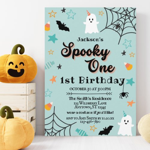 Spooky One Gender Neutral Halloween First Birthday Invitation