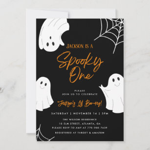 Spooky One Ghost 1st Birthday Invitation
