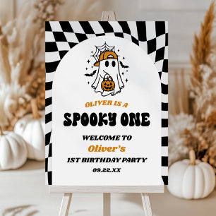 Spooky One Ghost 1st Birthday Party Welcome Sign
