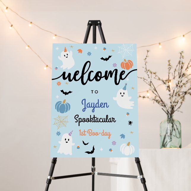 Spooky One Ghost Halloween 1st Birthday Welcome Foam Board (In Situ (Stand))