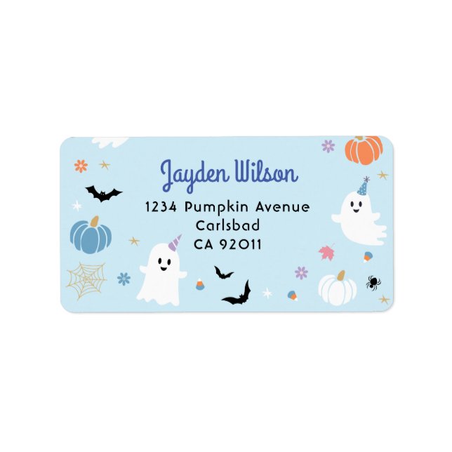 Spooky One Ghost Halloween Birthday Return Address Label (Front)