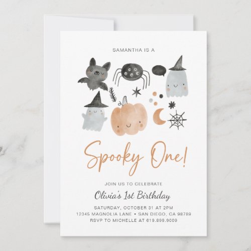 Spooky One  Ghost Invitation  Spooky 1st