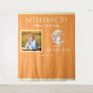 Spooky One Ghost Kids Boy Halloween 1st Birthday Tapestry