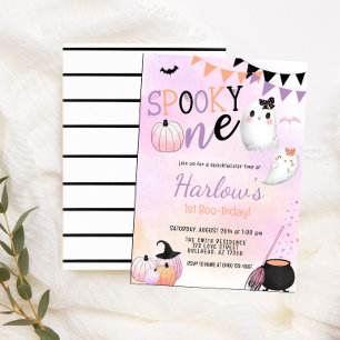 Spooky One Ghost Pastel Purple Halloween Birthday  Invitation