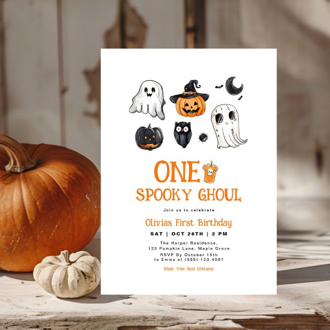 Spooky One Ghoul Halloween First Birthday Invitation (Creator Uploaded)