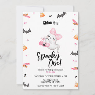 Spooky One Girl 1st Boo-Day Halloween Birthday Invitation