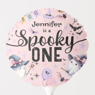 Spooky One Girl Cute Ghost Halloween 1st Birthday Balloon