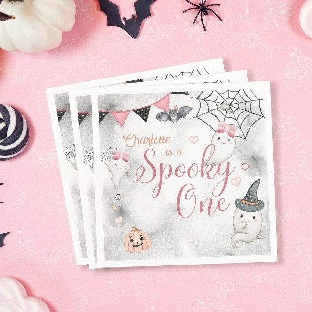 Spooky One Girl Halloween 1st Birthday  Napkins (Creator Uploaded)