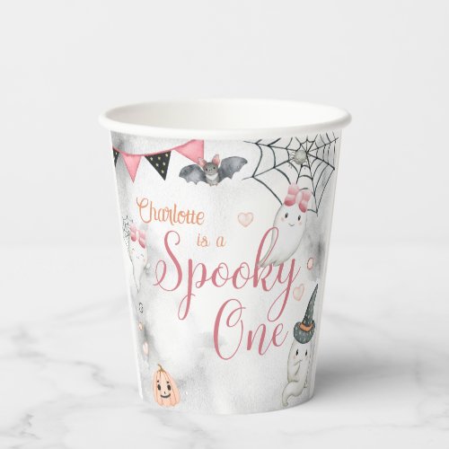 Spooky One Girl Halloween 1st Birthday  Paper Cups