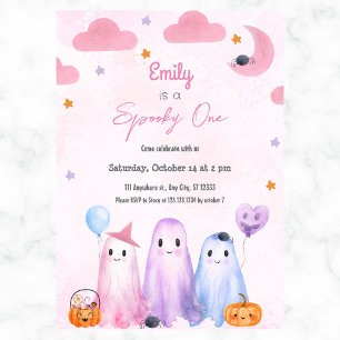 Spooky One Girl Halloween Birthday Any Year Invitation