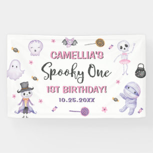 Spooky One Girls Halloween 1st Birthday Banner