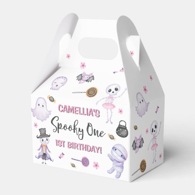Spooky One Girls Halloween 1st Birthday  Favor Boxes (Front Side)