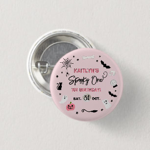 Spooky One! Girls Halloween 1st Birthday Party Button