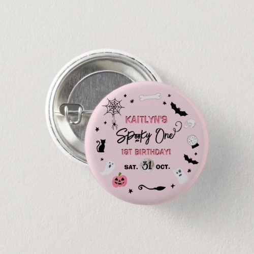 Spooky One Girls Halloween 1st Birthday Party Button