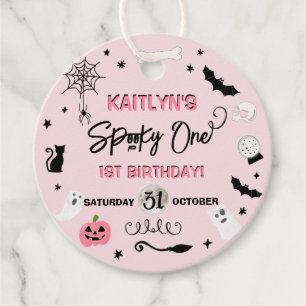 Spooky One! Girls Halloween 1st Birthday Party Favor Tags