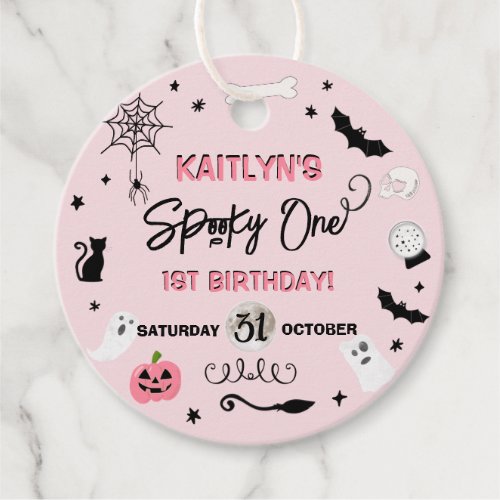 Spooky One Girls Halloween 1st Birthday Party Favor Tags