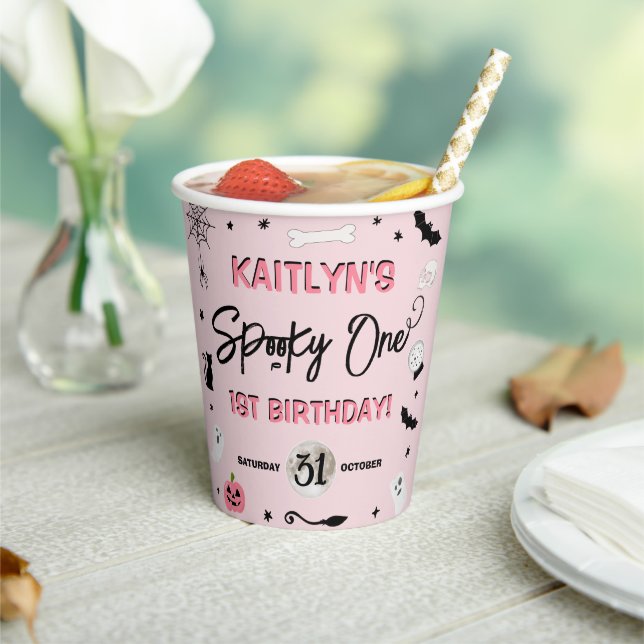 Spooky One! Girls Halloween 1st Birthday Party Paper Cups (Insitu)