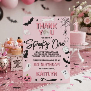 Spooky One! Girls Halloween 1st Birthday Thank You Card