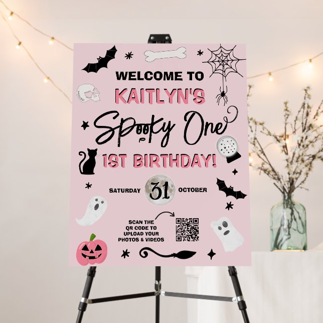 Spooky One! Girls Halloween 1st Birthday Welcome Foam Board (In Situ (Stand))