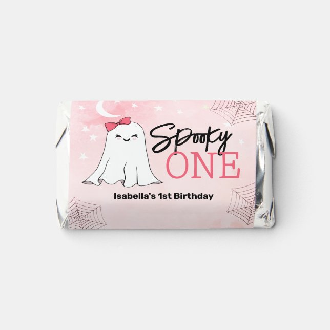 Spooky One Girly Ghost 1st Birthday Party Hershey's Miniatures (Front)