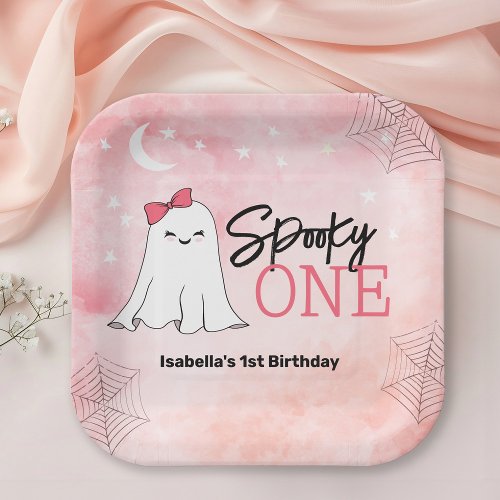 Spooky One Girly Ghost 1st Birthday Party Paper Plates