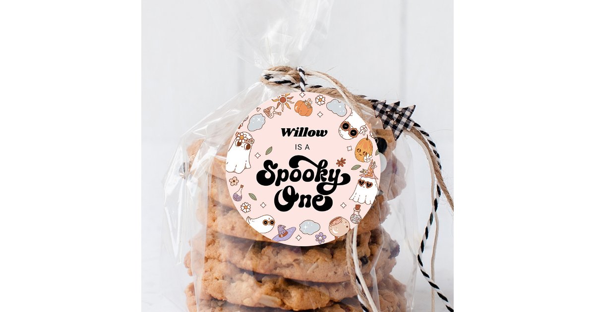 Spooky One Groovy Halloween 1st Birthday Classic Round Sticker | Zazzle