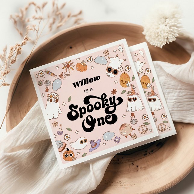 Spooky One Groovy Halloween 1st Birthday Napkins (Creator Uploaded)