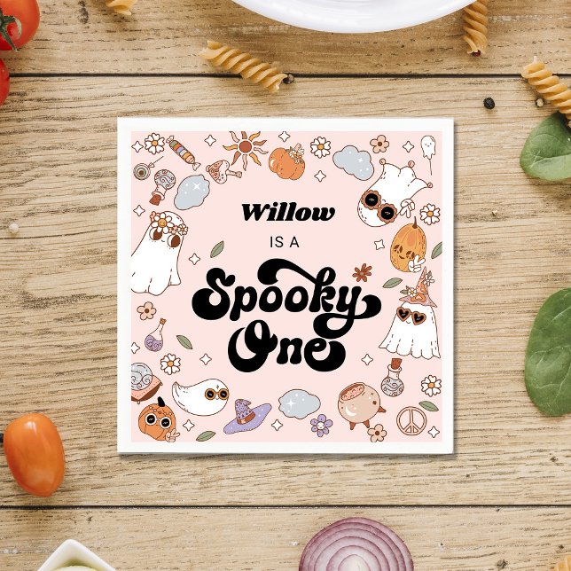 Spooky One Groovy Halloween 1st Birthday Napkins (Creator Uploaded)
