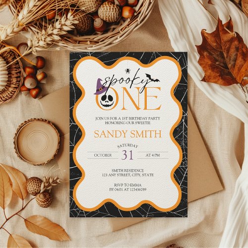 Spooky One Halloween 1st Birthday Aesthetic Invitation