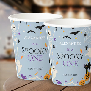 Spooky One Halloween 1st Birthday Blue  Paper Cups