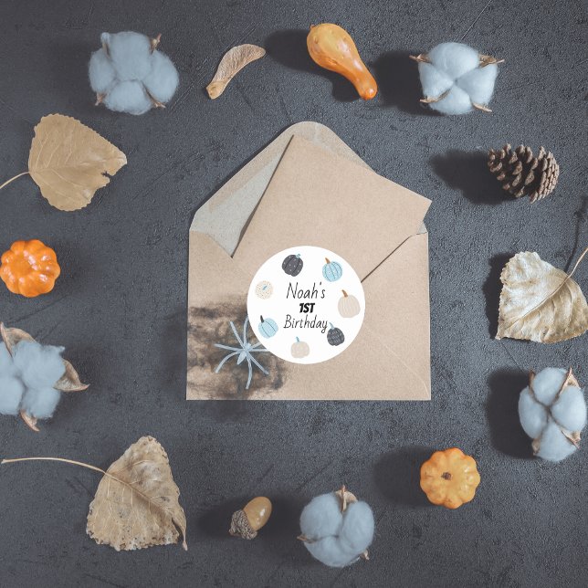 Spooky One | Halloween 1st Birthday | Blue Pumpkin Classic Round Sticker (Creator Uploaded)