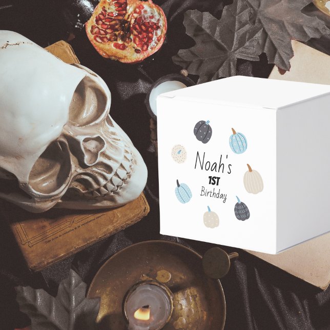 Spooky One | Halloween 1st Birthday | Blue Pumpkin Favor Boxes (Creator Uploaded)