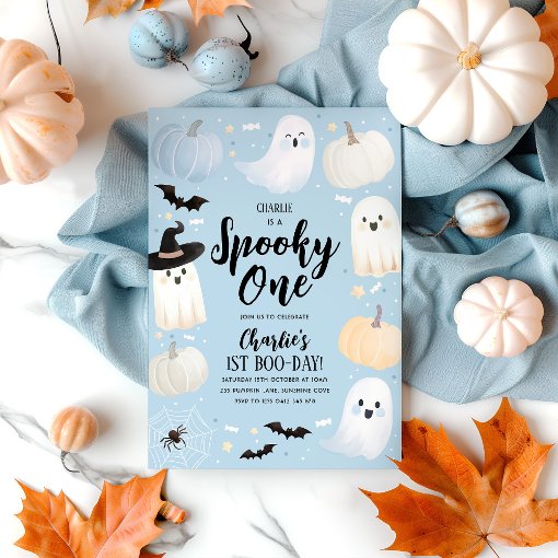 Spooky One Halloween Birthday Tablecloth - 3 Pack Blue Ghost Theme Table Covers 54x108 Inch