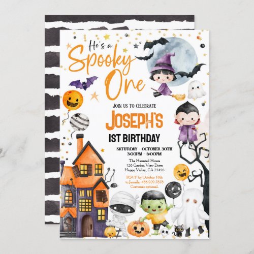 Spooky One Halloween 1st Birthday Costume Party Invitation