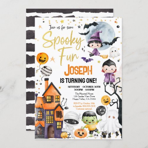 Spooky One Halloween 1st Birthday Costume Party Invitation