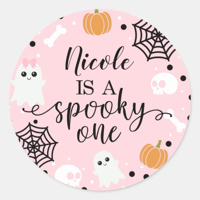 Spooky One Halloween 1st Birthday Favor Sticker (Front)