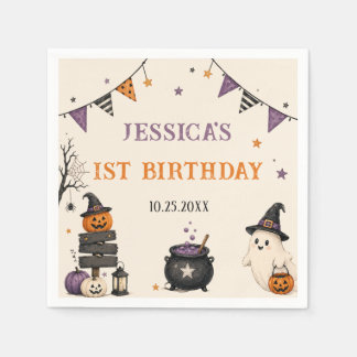 Spooky One Halloween 1st Birthday Girls Ghost Napkins