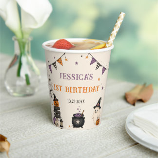 Spooky One Halloween 1st Birthday Girls Ghost Paper Cups