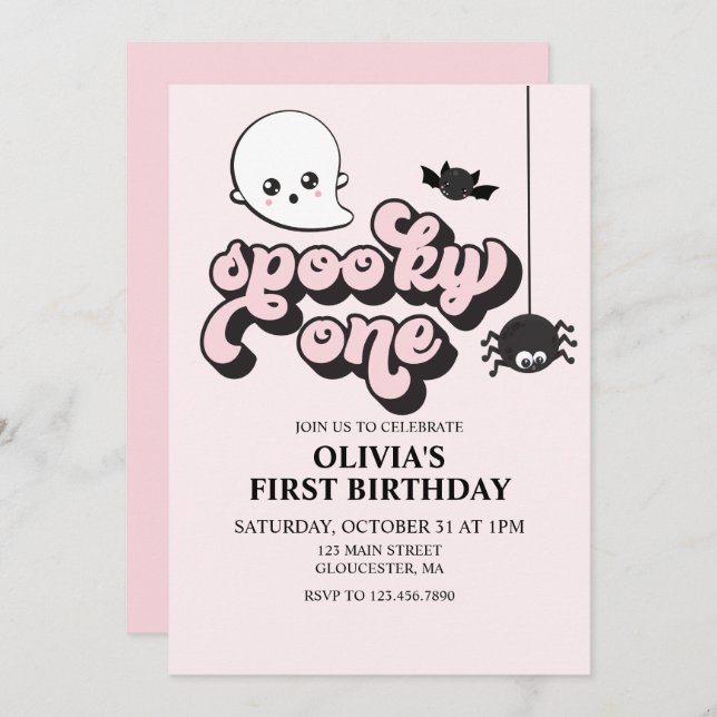Spooky One Halloween 1st Birthday  Invitation (Front/Back)