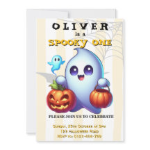 Spooky One Halloween 1st Birthday Invitation Boy 