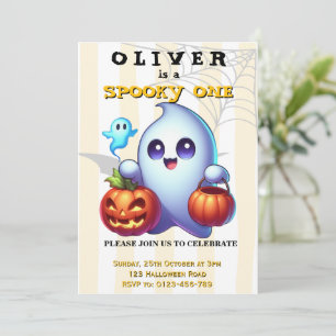 Spooky One Halloween 1st Birthday Invitation Boy 
