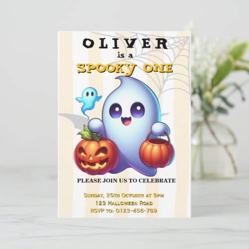 Spooky One Halloween 1st Birthday Invitation Boy