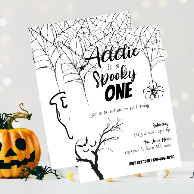 Spooky One | Halloween 1st Birthday | Invite B+W (Creator Uploaded)