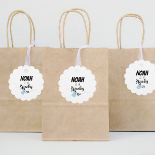 Spooky One Halloween 1st Birthday Minimal Blue Favor Tags